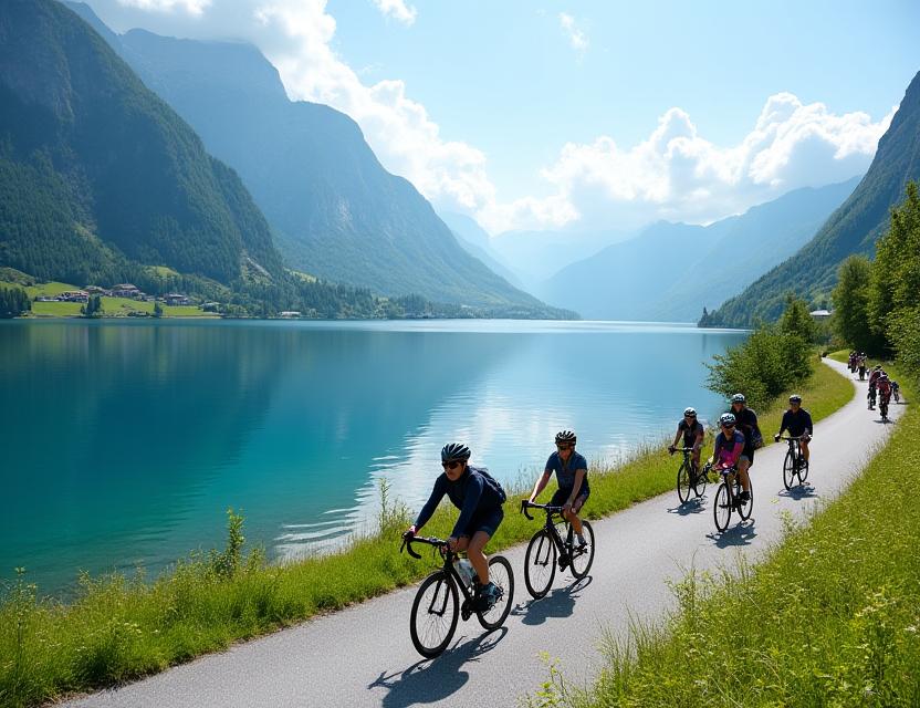 Cycling tour around Alpine lakes