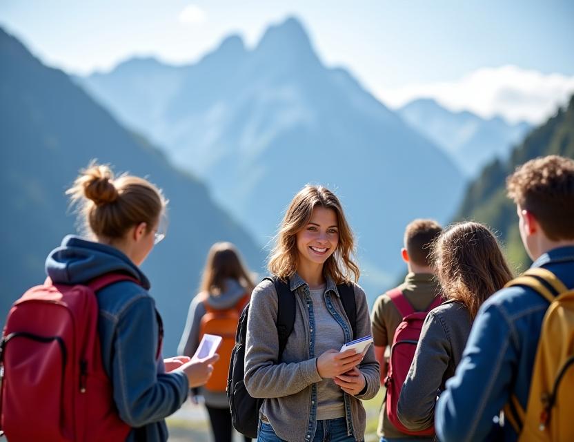 Students on educational tour in Swiss Alps
