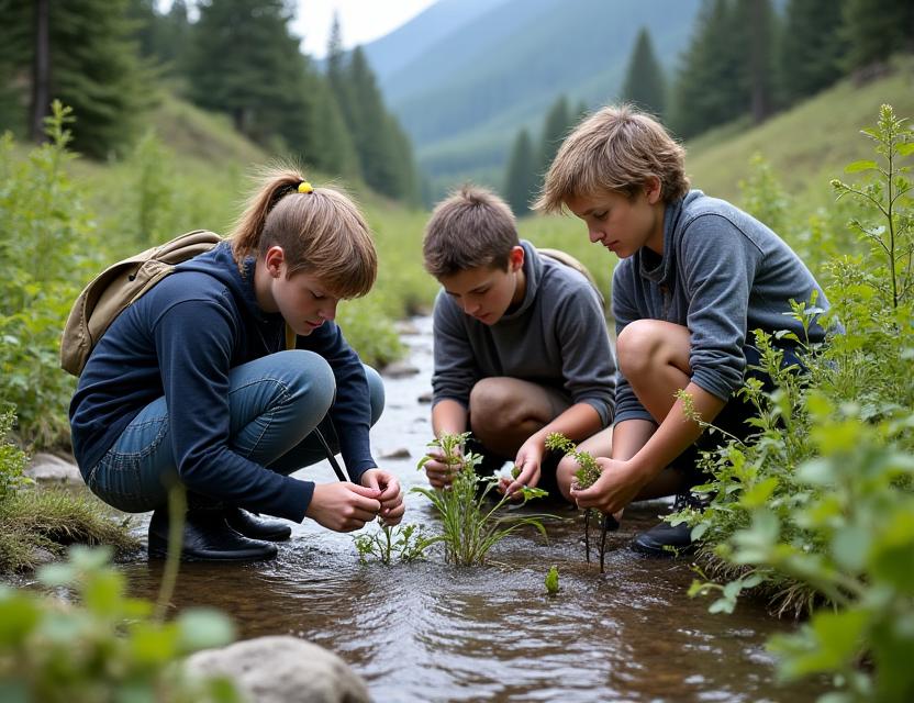 Students learning about Alpine ecosystem sustainability